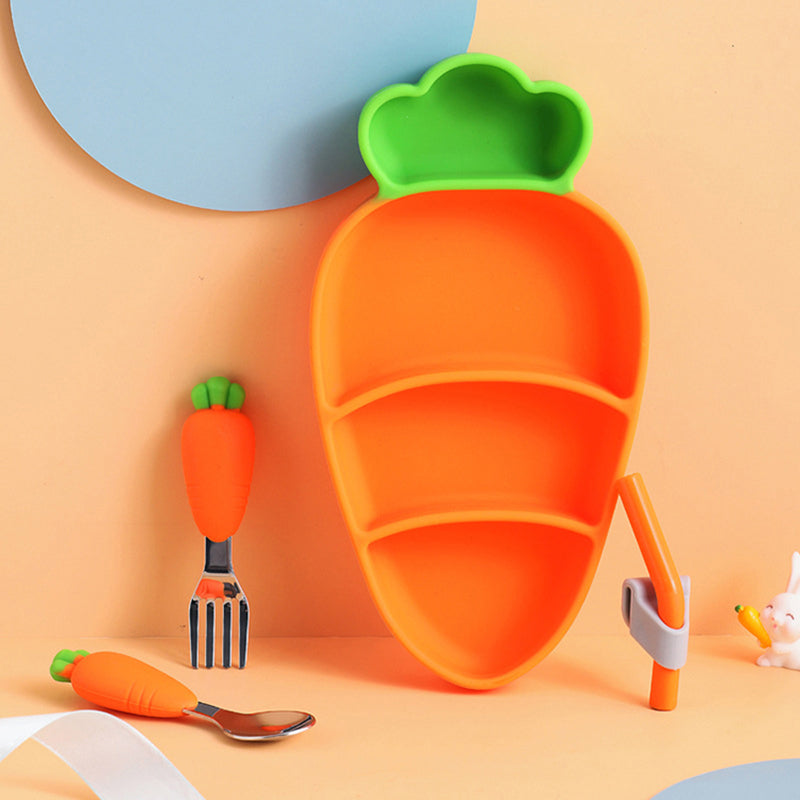Cartoon Bamboo Fiber Baby Feeding Plate Children Tableware Tray Dish Bowl Fork Spoon Cup Food Training Dinnerware Set Kids Gift
