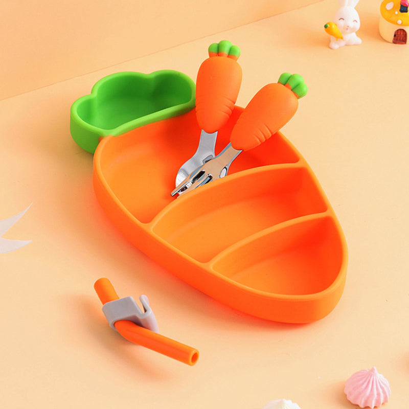 Cartoon Bamboo Fiber Baby Feeding Plate Children Tableware Tray Dish Bowl Fork Spoon Cup Food Training Dinnerware Set Kids Gift