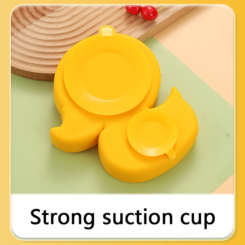 Baby Silicone Plate Non-Slip Suction Bowl Plate Waterproof Baby Dishes Children Fork Spoon Set Food Feeding Bowl BPA Free+Gift