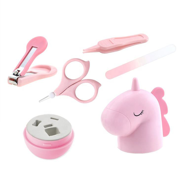 Unicorn shape safety stainless steel nail clipper scissor cutter baby manicure kit set