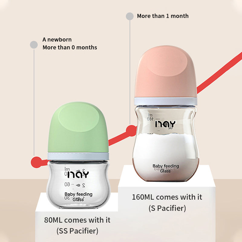 Anti-Choke Baby Bottle Newborn Wide-caliber Nursing Glass Bottles Anti-flatulence Milk Feeding Bottles Infant BPA free 0-3 Month