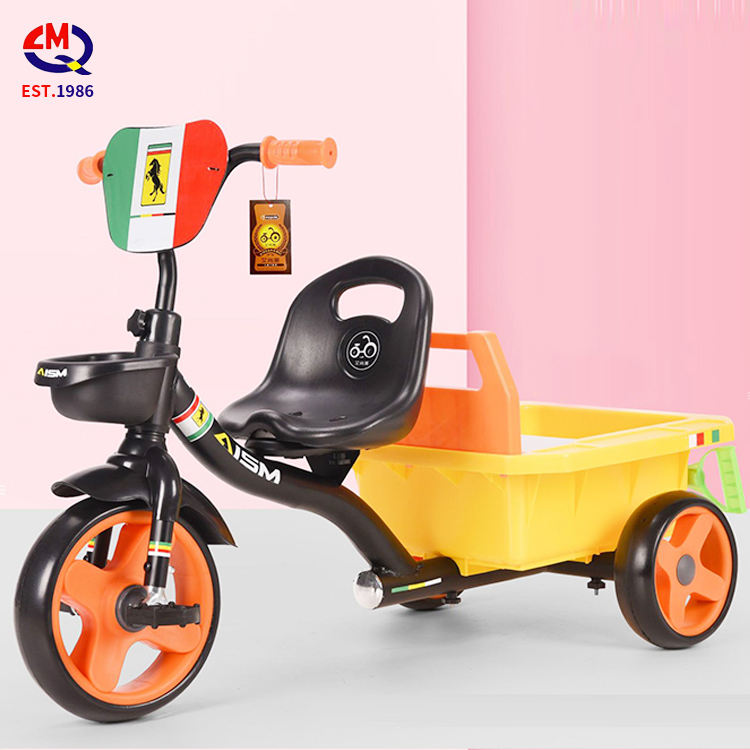 Factory wholesale kids double seat tricycle two seats baby tricycle kids ride on car with back seat
