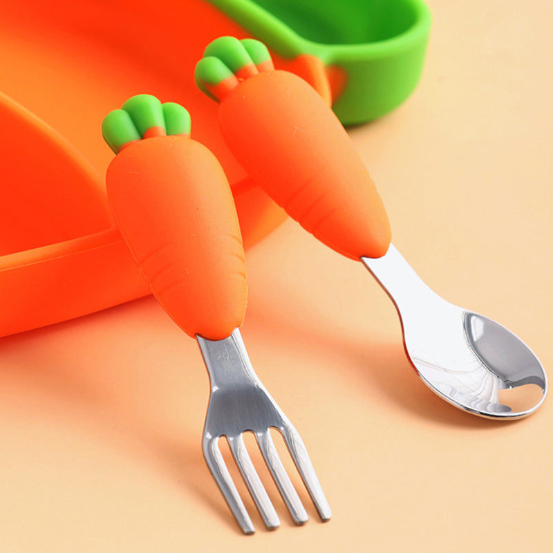 Cartoon Bamboo Fiber Baby Feeding Plate Children Tableware Tray Dish Bowl Fork Spoon Cup Food Training Dinnerware Set Kids Gift