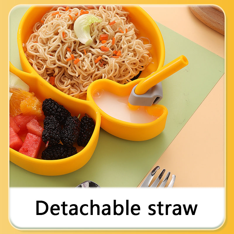 Baby Silicone Plate Non-Slip Suction Bowl Plate Waterproof Baby Dishes Children Fork Spoon Set Food Feeding Bowl BPA Free+Gift