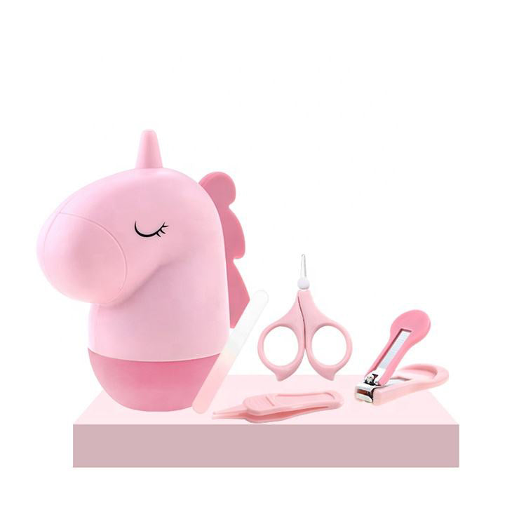 Unicorn shape safety stainless steel nail clipper scissor cutter baby manicure kit set