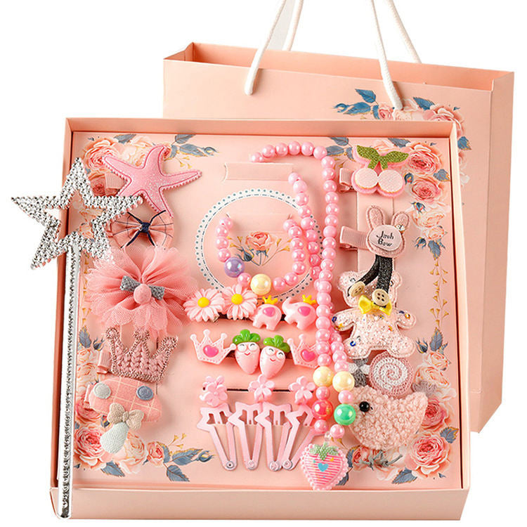 LMQ New Style Korean Fashion Cute Beautiful Children's Hair Accessories 28 Piece Sets Hair Clip Sets Rubber Hairpin