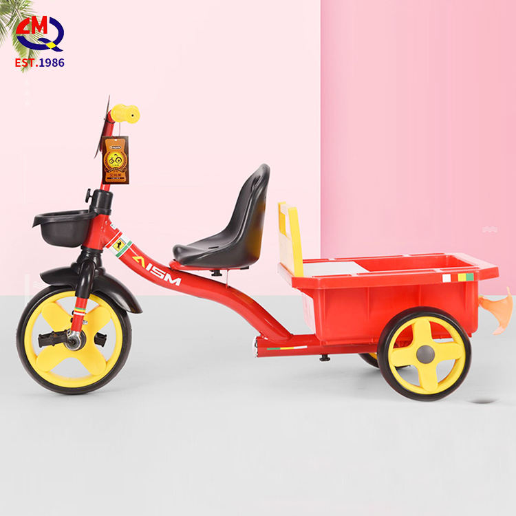 Factory Wholesale Kids Double Seat Tricycle Two Seats Baby Tricycle Kids Ride On Car With Back Seat