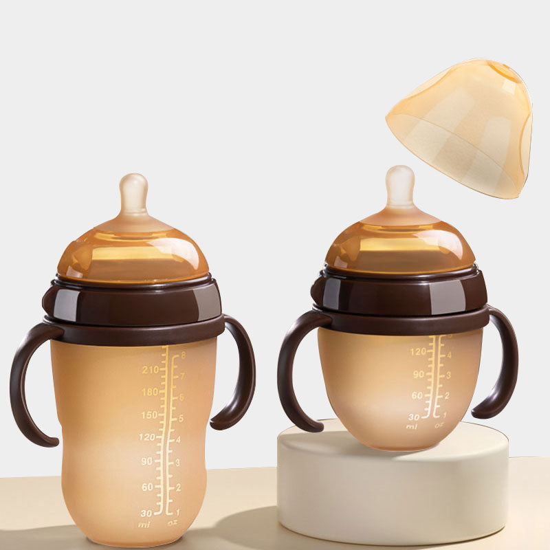Silicone Nano Baby Bottle Feeding Bottles with Handle for Baby Weaning Anti-Choking Nipple Bottle for Baby 0-9 Month 150ML/250ML