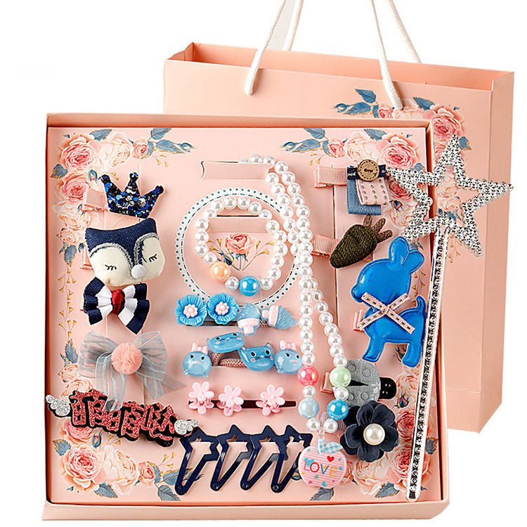 LMQ New Style Korean Fashion Cute Beautiful Children's Hair Accessories 28 Piece Sets Hair Clip Sets Rubber Hairpin