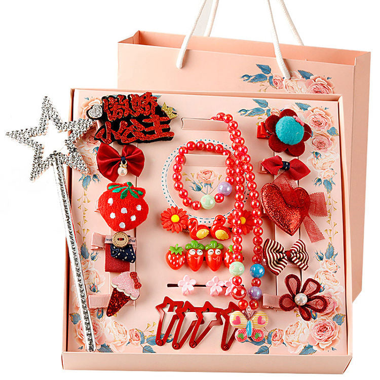LMQ New Style Korean Fashion Cute Beautiful Children's Hair Accessories 28 Piece Sets Hair Clip Sets Rubber Hairpin
