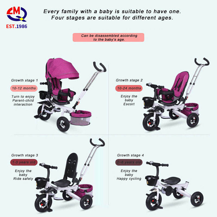 Children's tricycle foldable 1-6 year old bicycle stroller baby bicycle