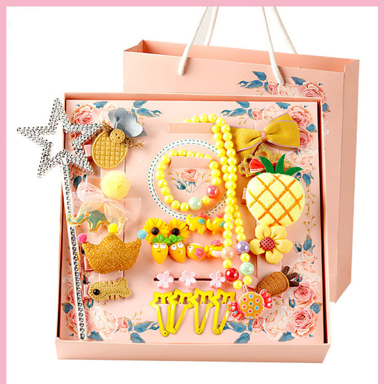 LMQ New Style Korean Fashion Cute Beautiful Children's Hair Accessories 28 Piece Sets Hair Clip Sets Rubber Hairpin