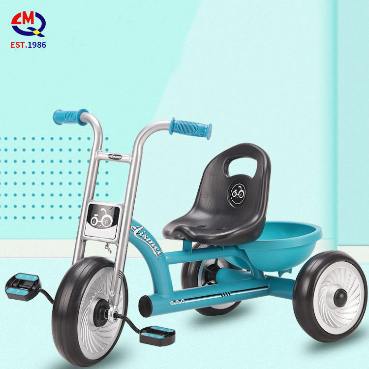 Factory Wholesale Safe Double Seat Trike 3 Wheel Carbon Steel Two Seats Baby Tricycle Kids Ride On Car With Back Seat