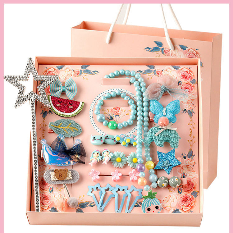 LMQ New Style Korean Fashion Cute Beautiful Children's Hair Accessories 28 Piece Sets Hair Clip Sets Rubber Hairpin